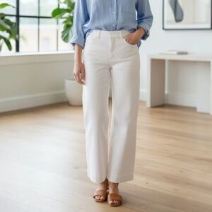 TUCKERNUCK White Wide Leg Jeans High Rise Tailored Waist Classic Coastal Size 4